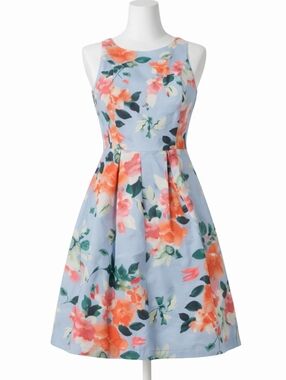VINCE CAMUTO FIT & FLARE FLORAL DRESS